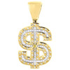 Diamond Dollar Sign Pendant Mens 10K Yellow Gold Money Symbol Charm 0.54 Tcw.