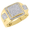 Diamond Square Pinky Ring Mens 10K Yellow Gold Round Pave Wedding Band 0.54 Tcw.