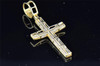 10K Yellow Gold Real White Pave Diamond Jesus Mini Cross Pendant Charm 0.62 ct.