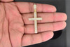 10K Yellow Gold Real White Pave Diamond Jesus Mini Cross Pendant Charm 0.62 ct.