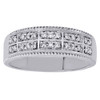 10K White Gold 2 Row Round Diamond Milgrain Mens Wedding Band 6.5mm Ring 1/4 ct.