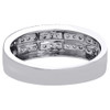 10K White Gold 2 Row Round Diamond Milgrain Mens Wedding Band 6.5mm Ring 1/4 ct.
