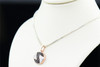 Red Diamond Circle Pendant 10K Rose Gold Round Pave Zig Zag Charm 0.16 Tcw.