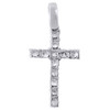 10K White Gold Diamond Mini Cross Pendant Solitaire Round Cut Charm 0.50 Ct.