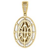 10K Yellow Gold Miraculous Virgin Mary Diamond Pendant Pave Oval Charm 0.19 Ct.