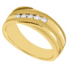 10K Yellow Gold 5 Stone Round Diamond Mens Wedding Band Grooved Ring 0.27 Ct