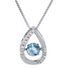 .925 Sterling Silver Created Topaz & Dancing Diamond Pendant w/ Chain 0.67 Ct.