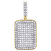 10K Yellow Gold Diamond Rectangle Pillow Medallion Pendant Mens Charm 2.05 Ct.