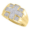 10K Yellow Gold Diamond Cross Pinky Ring Mens Round Cut Fashion Band 0.29 Ct.