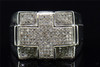 Diamond Domed Cross Pinky Ring Mens 10K White Gold Round Pave Fashion 1/2 Tcw.