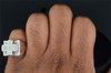 Diamond Domed Cross Pinky Ring Mens 10K White Gold Round Pave Fashion 1/2 Tcw.