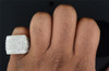 Diamond Square Designer Pinky Ring Mens 10K White Gold Round Cut Pave 0.86 Tcw.