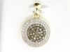 10K LADIES YELLOW GOLD Champagne BROWN DIAMOND CIRCLE PENDANT CHARM FOR NECKLACE