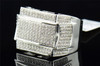 Diamond Square Pinky Ring 10K White Gold Mens Round Pave Designer 0.76 Tcw.