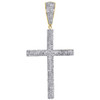 10K Yellow Gold Diamond Cross Pendant Tube Domed Mens Pave 2.10" Charm 0.89 Ct.