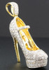 Diamond High Heel Shoe Pendant 3D Ladies 10K Yellow Gold 1.55 Ct. Charm 1.25"