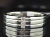 Diamond 3 Stone Wedding Band Mens 14K White Gold Princess Cut Ring 0.15 Tcw.