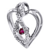 Diamond Heart Pendant Dancing Created Ruby White Gold Infinity 0.30 CT.