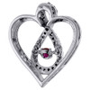 Diamond Heart Pendant Dancing Created Ruby White Gold Infinity 0.30 CT.