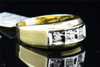 Mens 10K Yellow Gold 3 Stone Round Diamond Engagement Ring Wedding Band 0.09 ct.