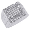 10K White Gold Round Cut Pave Diamond Statement Fashion Pinky Ring Mens 0.35 Ct.