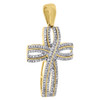 10K Yellow Gold Natural Diamond Cross Pendant Intertwine Outline Charm 0.28 Ct.