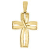 10K Yellow Gold Natural Diamond Cross Pendant Intertwine Outline Charm 0.28 Ct.