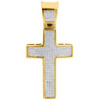 Genuine Diamond Cross Pendant Mens 10K Yellow Gold Mini Domed Pave Charm 1/2 Ct.