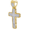 Genuine Diamond Cross Pendant Mens 10K Yellow Gold Mini Domed Pave Charm 1/2 Ct.