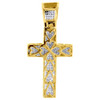 Genuine Diamond Cross Pendant Mens 10K Yellow Gold Mini Domed Pave Charm 1/2 Ct.