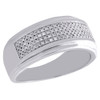 .925 Sterling Silver Pave Diamond Mens Wedding Band Engagement Ring 0.35 Ct.