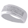 .925 Sterling Silver Pave Diamond Mens Wedding Band Engagement Ring 0.35 Ct.