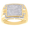 10K Yellow Gold Diamond Milgrain Step Square Cluster Mens Pinky Ring 0.55 CT.