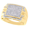 10K Yellow Gold Diamond Milgrain Step Square Cluster Mens Pinky Ring 0.55 CT.