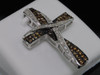 LADIES WHITE GOLD .6C BROWN DIAMOND CROSS CHARM PENDANT