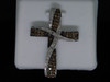 LADIES WHITE GOLD .6C BROWN DIAMOND CROSS CHARM PENDANT