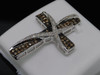 LADIES WHITE GOLD .6C BROWN DIAMOND CROSS CHARM PENDANT