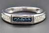 Blue Diamond Wedding Band 14K White Gold Round Cut Mens 5 Stone Ring 0.26 Ct