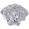 Diamond Medusa Pinky Statement Ring 10K White Gold Round Cut Pave Set 0.33 Ct.