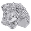 Diamond Medusa Pinky Statement Ring 10K White Gold Round Cut Pave Set 0.33 Ct.