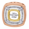 10K Tri Color Gold Dancing Diamond Pendant Ladies Square Necklace 1/8 CT.