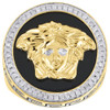 10K Yellow Gold Round Diamond & Onyx Medusa Pinky Ring Mens Pave Band 0.29 Ct.