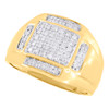 10K Yellow Gold Mens Round Cut Pave Set Diamond Fashion Domed Pink Ring 0.35 Ct.