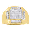 10K Yellow Gold Mens Round Cut Pave Set Diamond Fashion Domed Pink Ring 0.35 Ct.