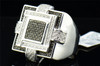 White & Black Diamond Pinky Ring Big Square Face .925 Sterling Silver 0.29 Ct.