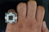 White & Black Diamond Pinky Ring Big Square Face .925 Sterling Silver 0.29 Ct.