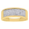 10K Yellow Gold Real Diamond Wedding Band Mens Pave 7mm Engagement Ring 0.33 Ct.