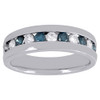 10K White Gold Channel Set Blue Diamond Wedding Band Mens Engagement Ring 1 Ct.