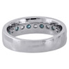 10K White Gold Channel Set Blue Diamond Wedding Band Mens Engagement Ring 1 Ct.