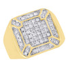 Diamond Pinky Ring 10K Yellow Gold Mens Round Cut Wide Square Pave Band 0.33 Ct.